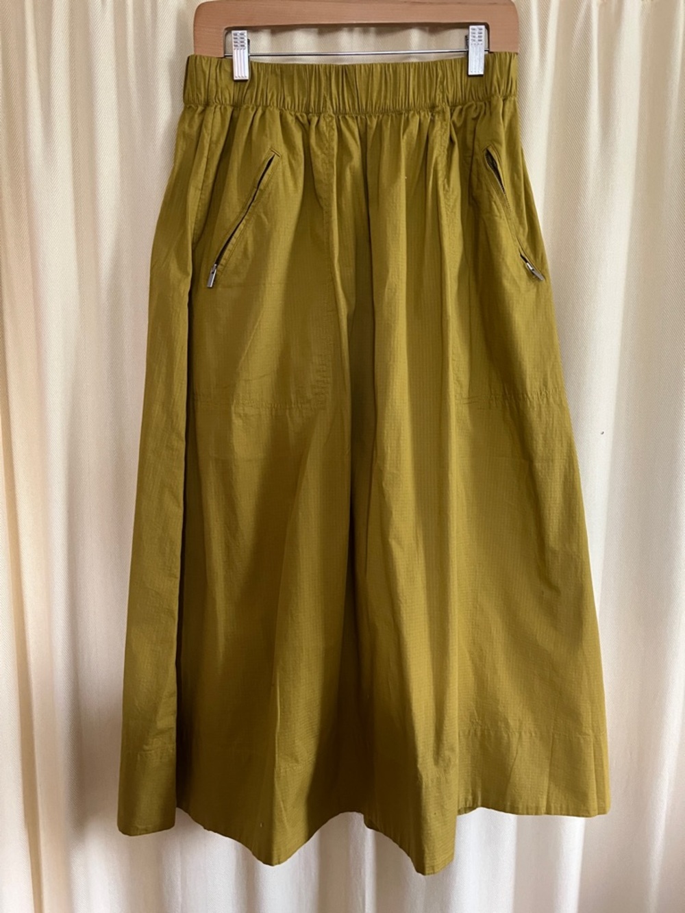 Banana Republic Olive-Tone A-Line Skirt with Zip Pockets